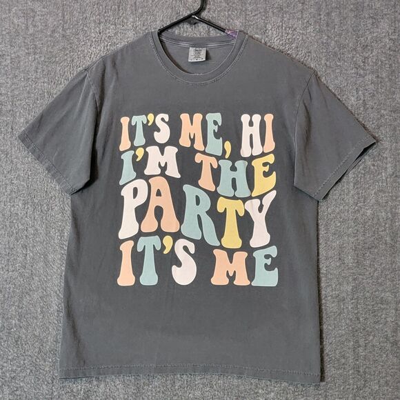 It's Me Hi I'm The Party It's Me T-Shirt Womens Large Gray Short Sleeve - Picture 1 of 9